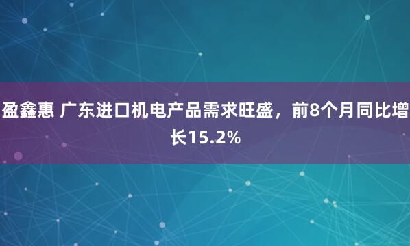 盈鑫惠 广东进口机电产品需求旺盛，前8个月同比增长15.2%
